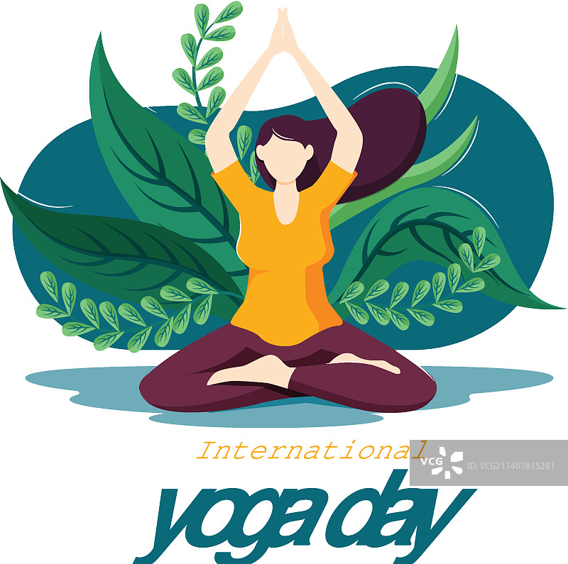 手绘国际瑜伽日插画图片素材