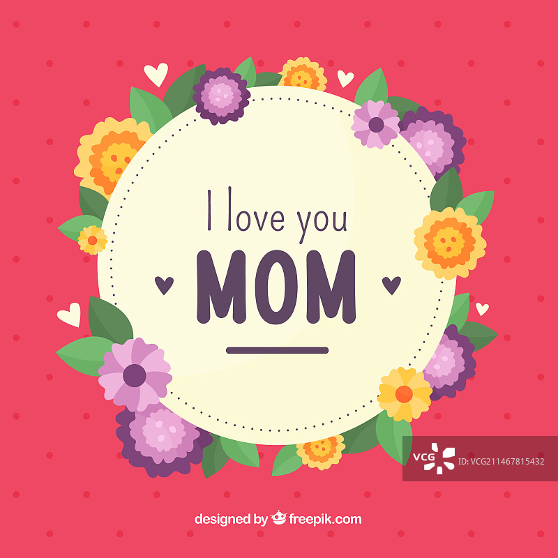 我爱你妈妈扁平背景图片素材