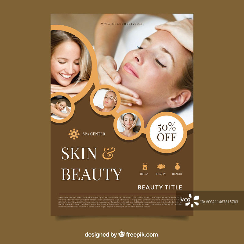 带照片的SPA中心海报图片素材