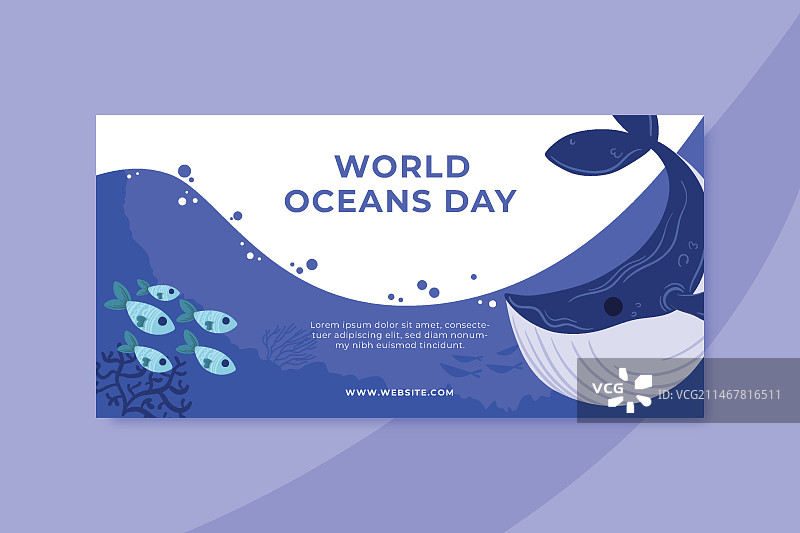 手绘世界海洋日banner模板图片素材