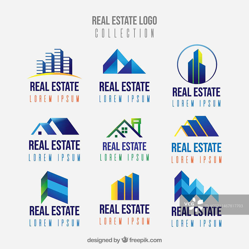扁平风格房地产Logo合集图片素材