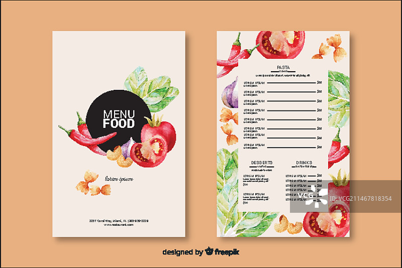 手绘食品菜单模板图片素材