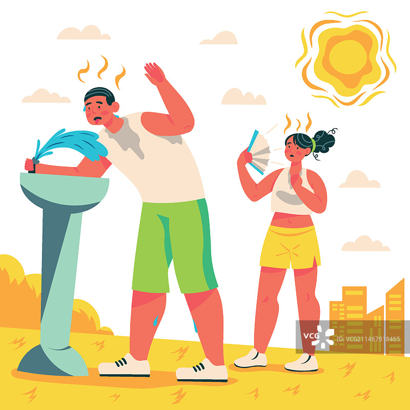 手绘夏季炎热背景图片素材