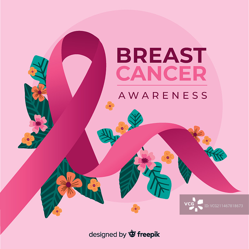 手绘乳腺癌防治宣传丝带图片素材