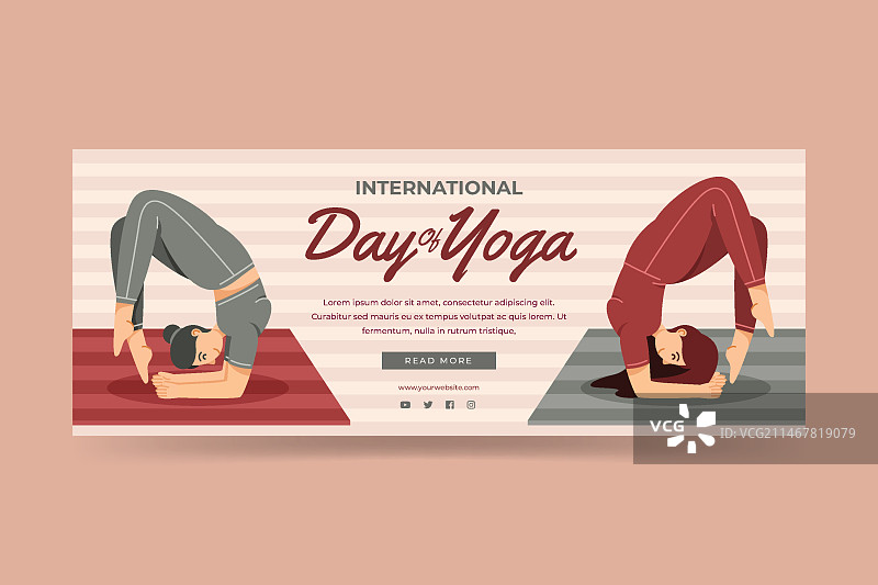 国际瑜伽日有机扁平风banner模板图片素材