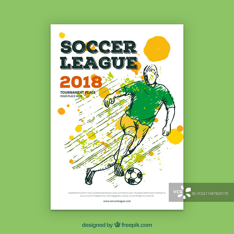 手绘风格足球联赛宣传单图片素材