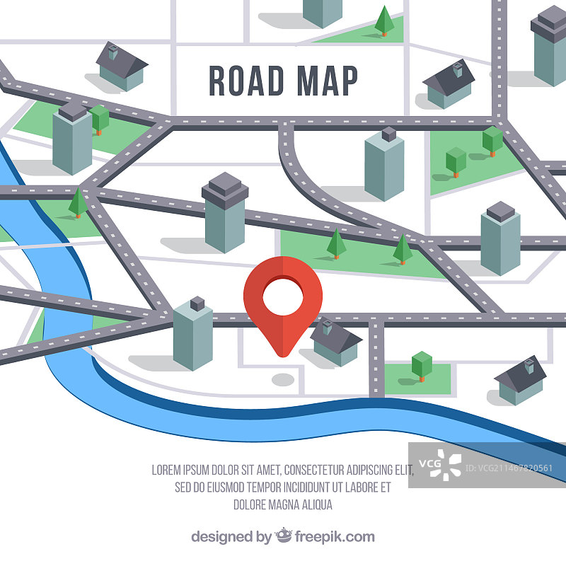 2.5D风格的带指针路线图图片素材