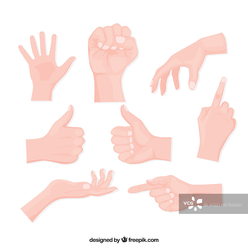 手绘风格的不同手势图片素材
