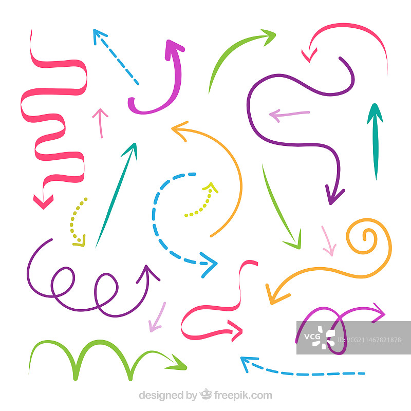 手绘风格彩色箭头标记合集图片素材