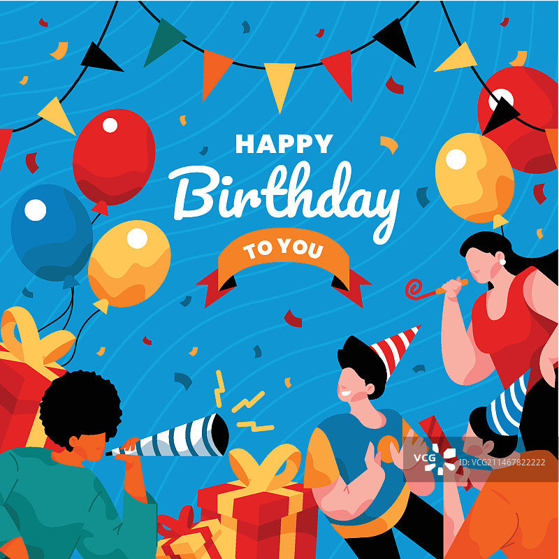生日快乐插画贺卡图片素材