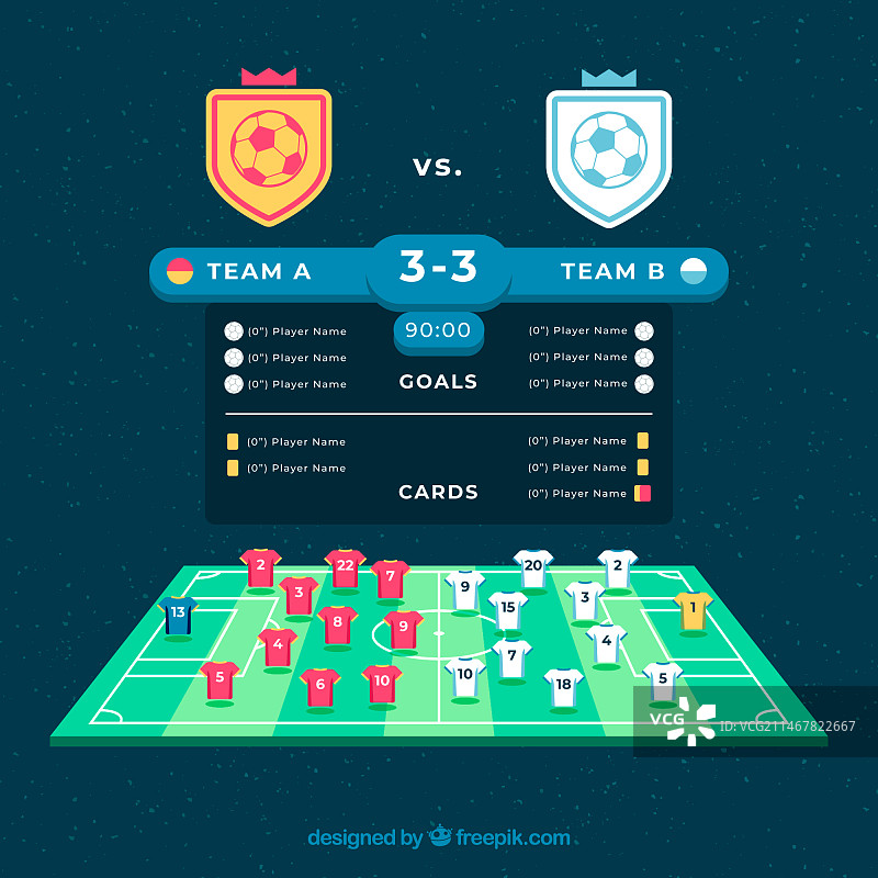 扁平风格的足球场背景与记分牌图片素材