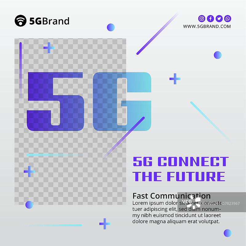 5G连接方形宣传单模板图片素材
