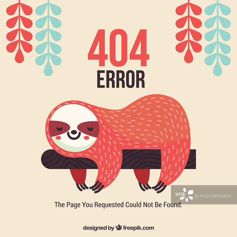 包含睡眠人物的404错误网页模板图片素材