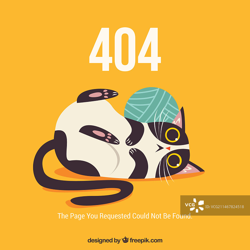 带有滑稽猫的404错误网页模板图片素材