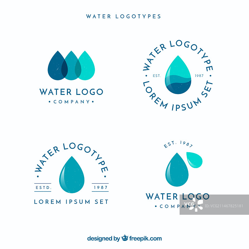 扁平风格的公司用水logo合集图片素材