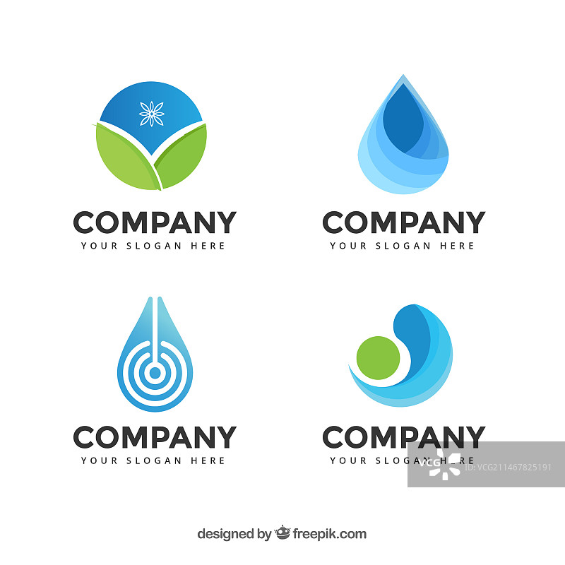 扁平风格的公司用水logo合集图片素材