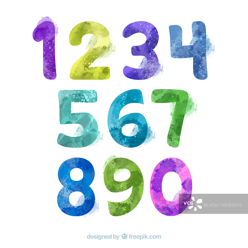 水彩数字合集图片素材