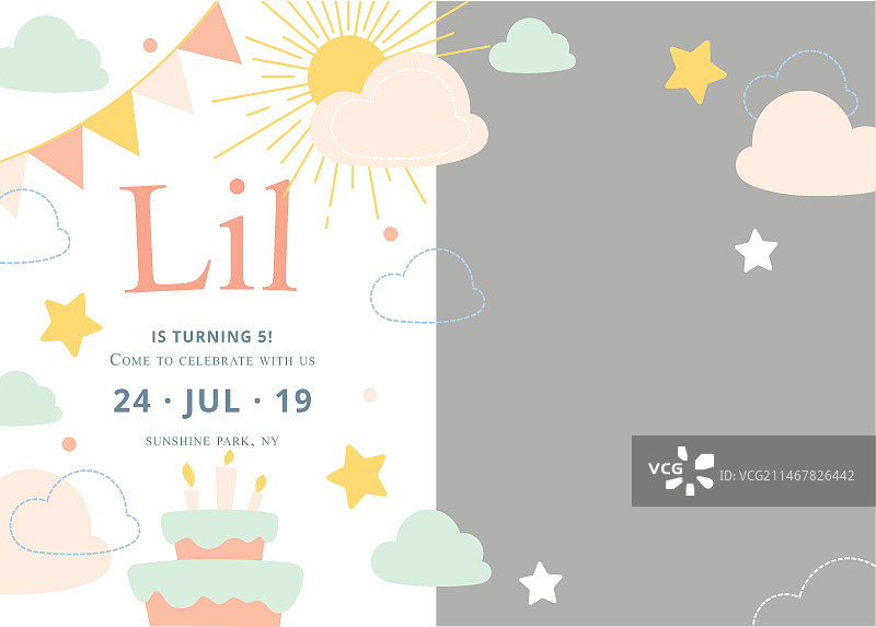 儿童生日邀请函模板（带照片）图片素材