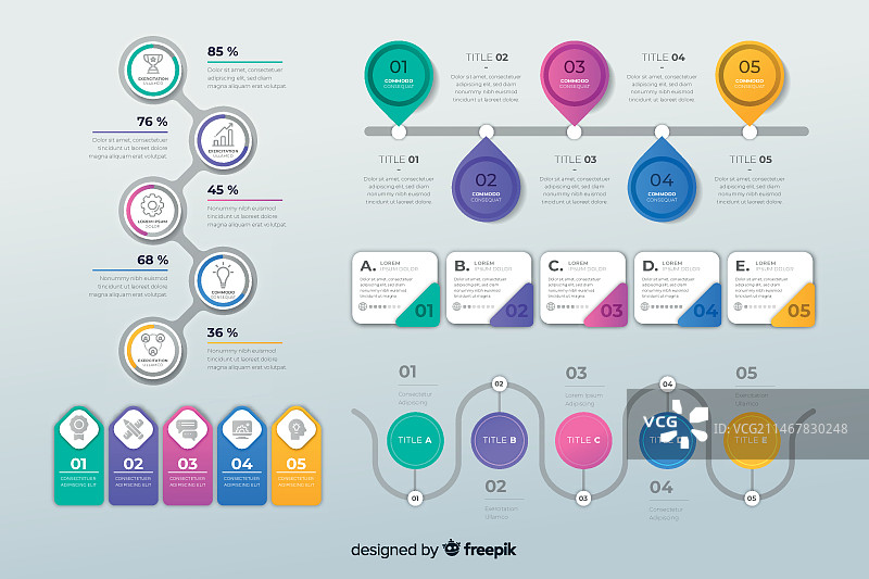 扁平化设计信息图表元素包图片素材