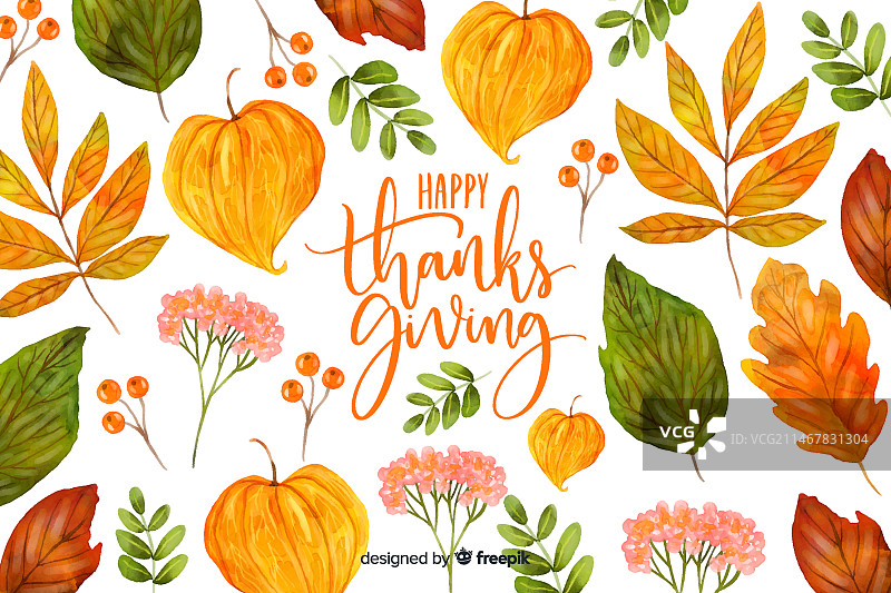 彩色水彩感恩节背景图片素材
