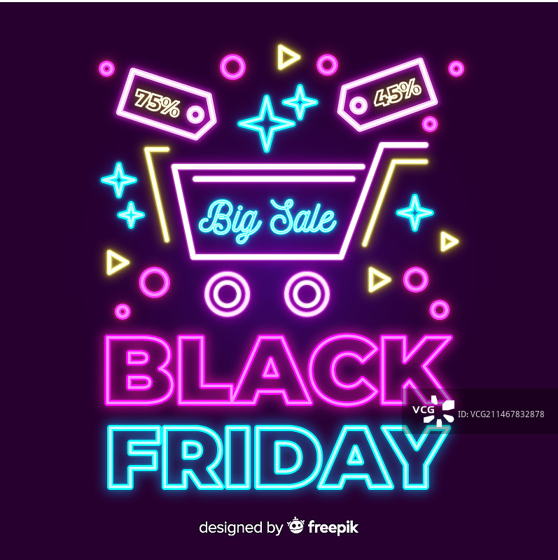 黑色星期五霓虹促销banner图片素材