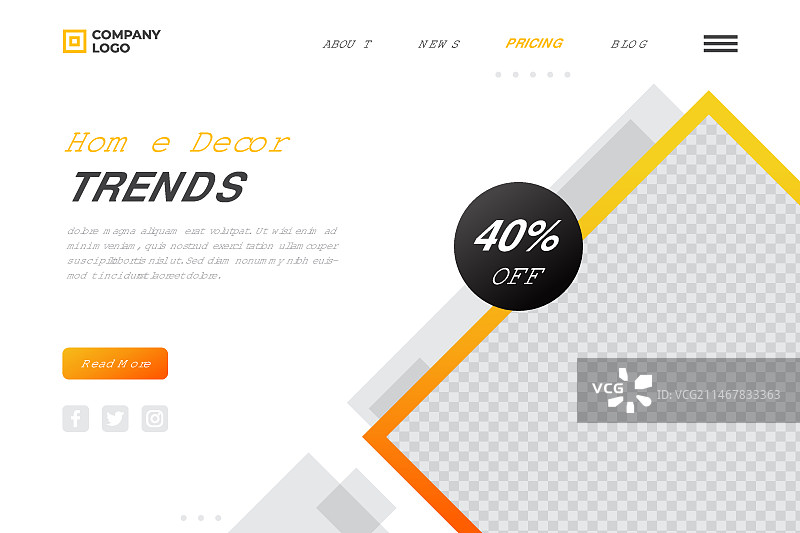 渐变家具促销着陆页模板图片素材