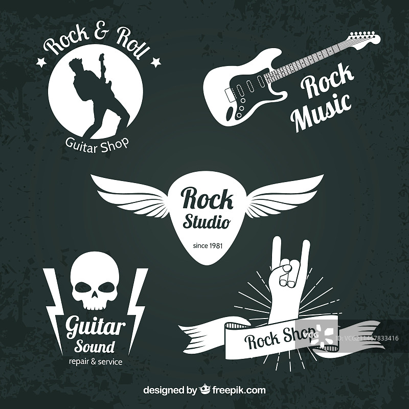 扁平风格的岩石标志合集图片素材