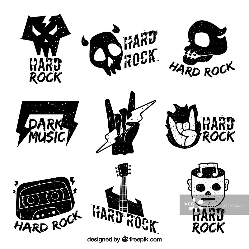 扁平风格的岩石标志合集图片素材