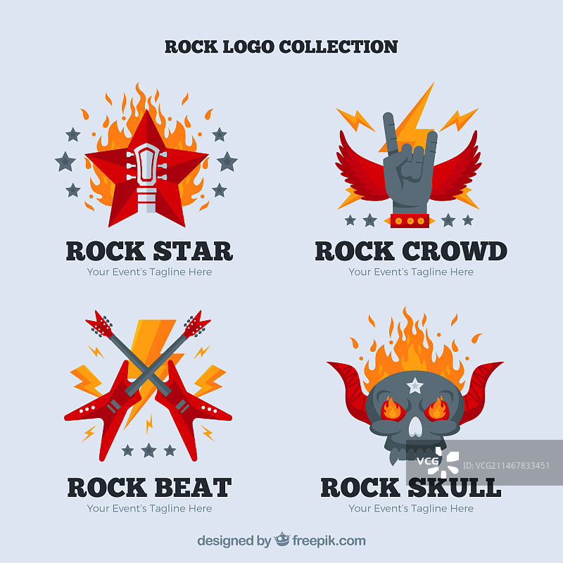 扁平风格的岩石标志合集图片素材