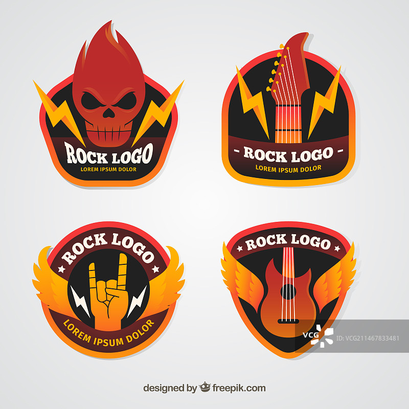 扁平风格的岩石标志合集图片素材