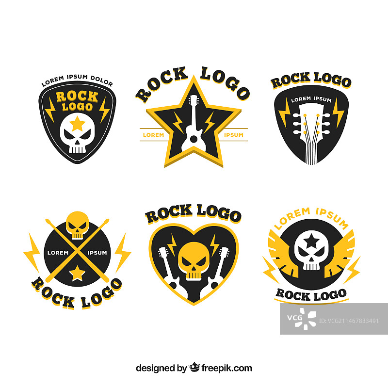 扁平风格的岩石标志合集图片素材