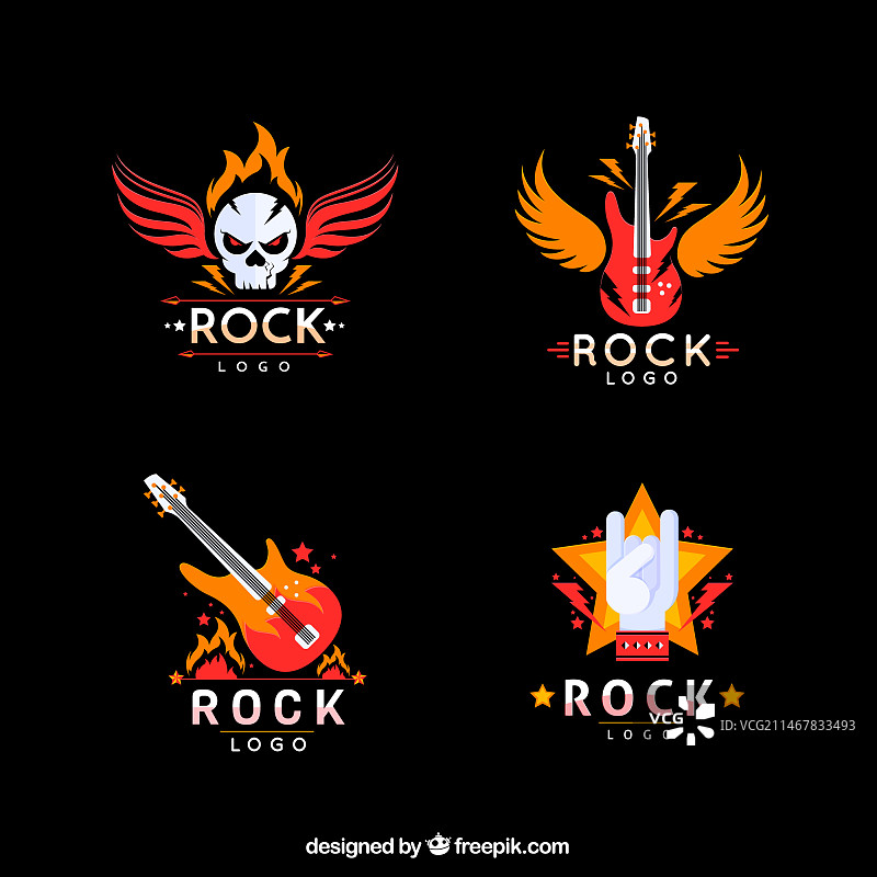 扁平风格的岩石标志合集图片素材