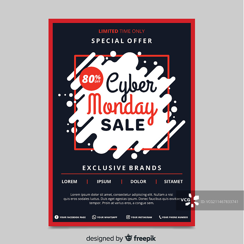 网络星期一扁平风格宣传单模板图片素材