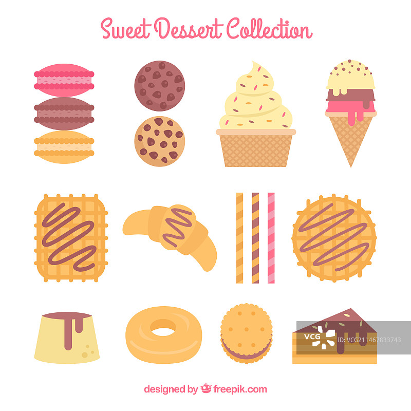 扁平风格甜点合集图片素材