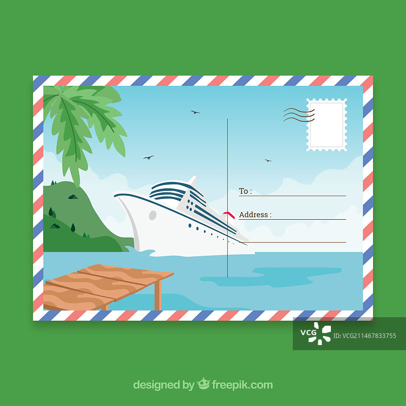 手绘旅行明信片模板图片素材