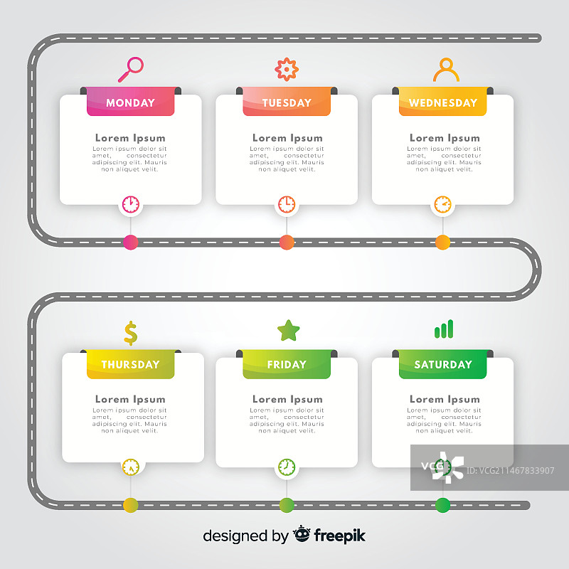 彩色渐变时间轴信息图表模板图片素材