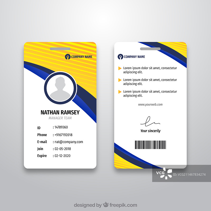 扁平设计抽象ID卡模板图片素材