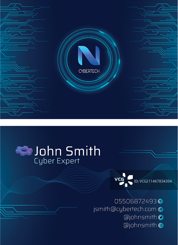 网络安全双面名片图片素材