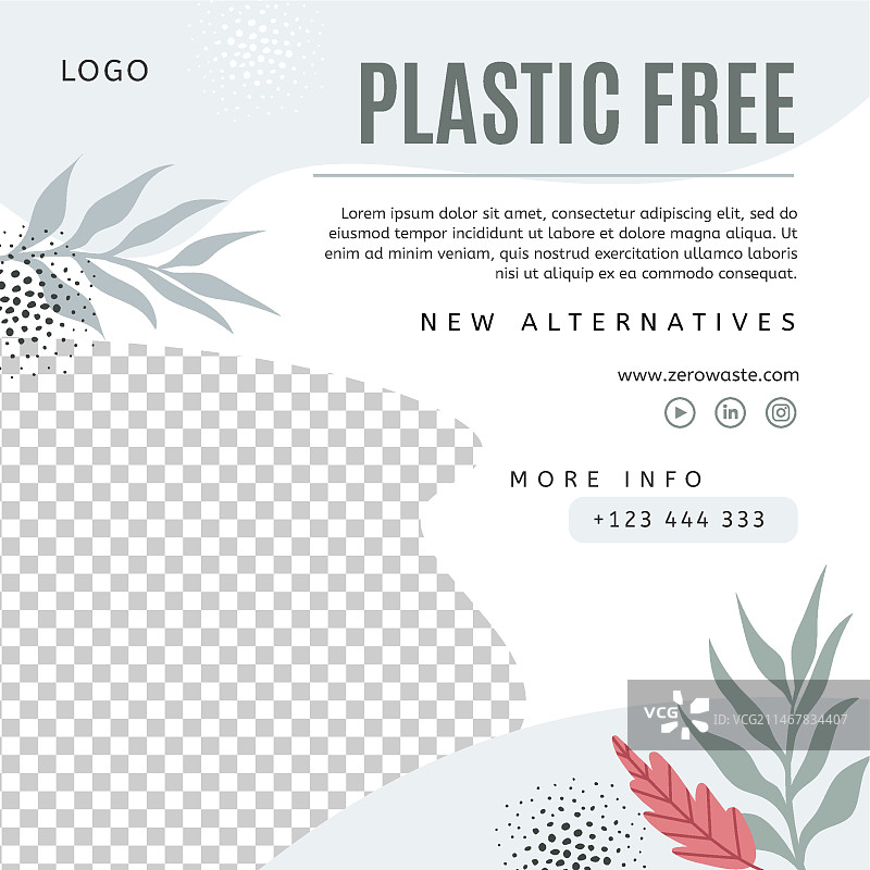 零浪费方形宣传单模板图片素材