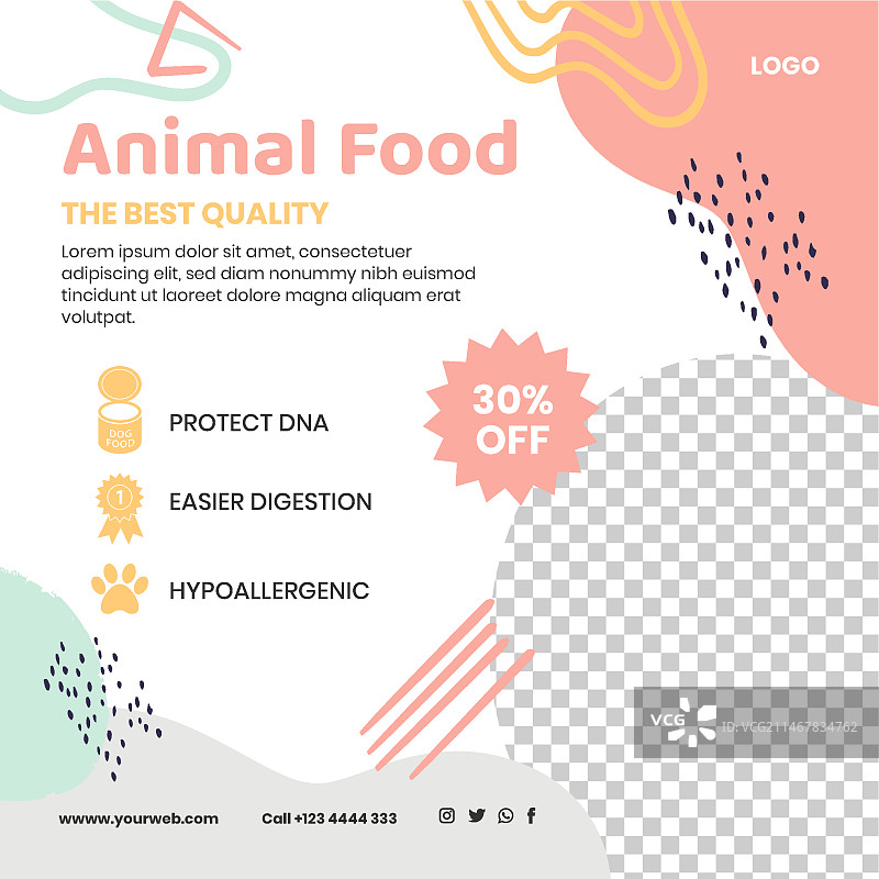 动物食品方形宣传单模板图片素材