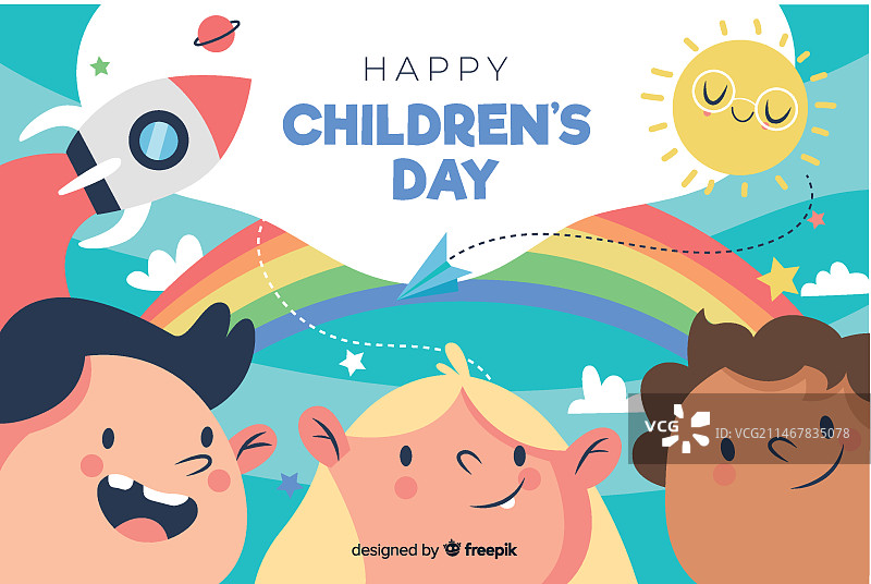 手绘儿童节插画图片素材