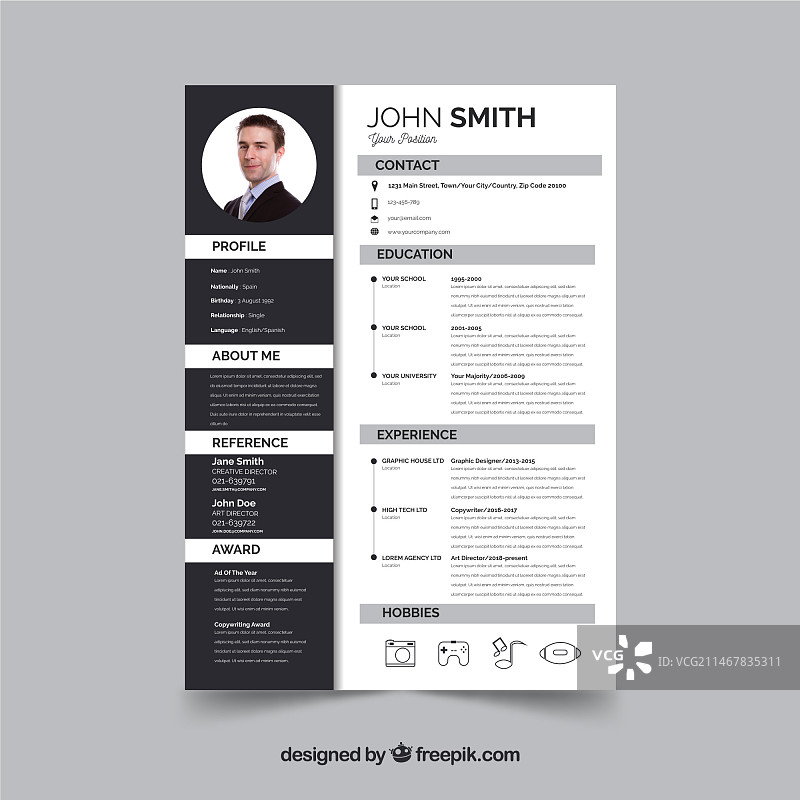 扁平风格现代简历模板图片素材