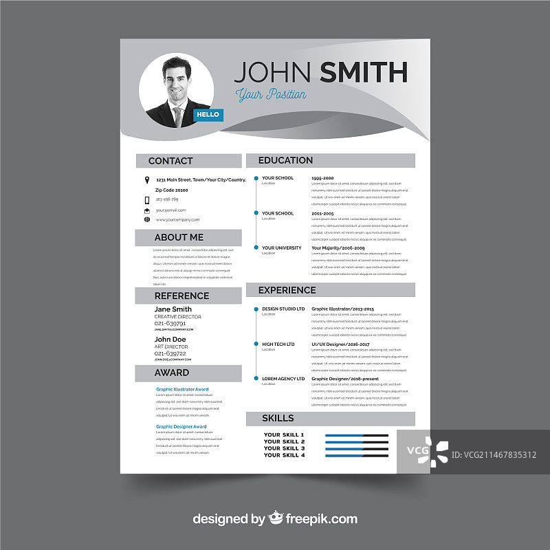 扁平风格现代简历模板图片素材