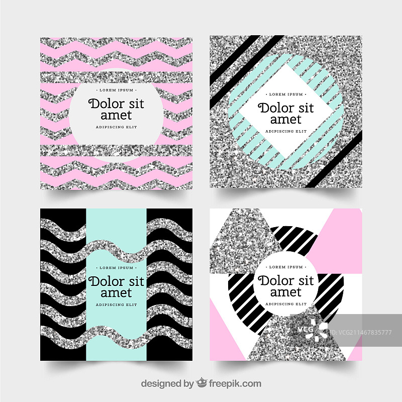 银色闪光卡片合集图片素材