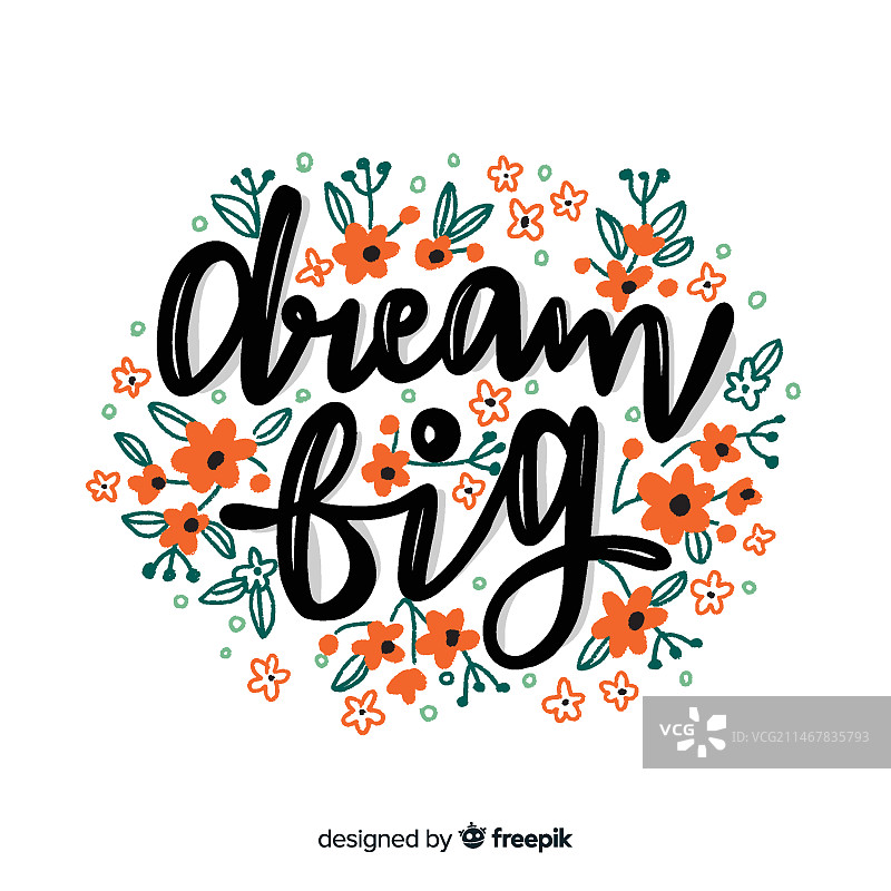 带有橙色花朵的积极标语图片素材