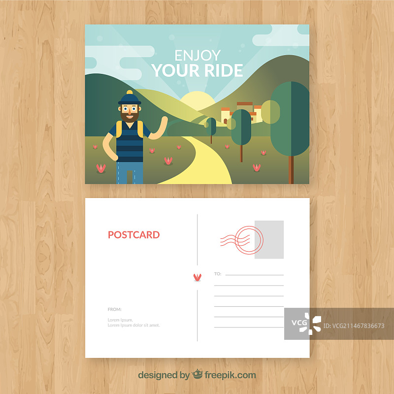 带目的地的旅行明信片图片素材