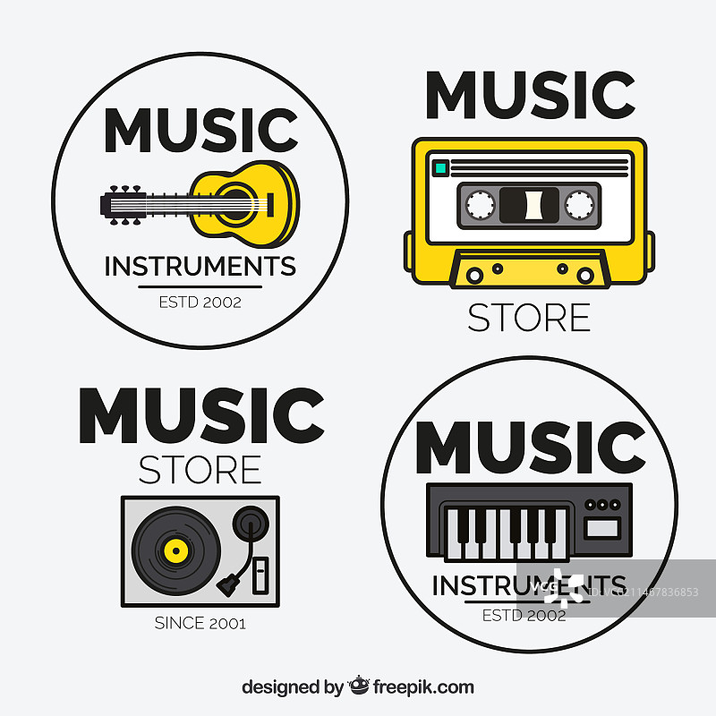 扁平设计音乐商店logo合集图片素材