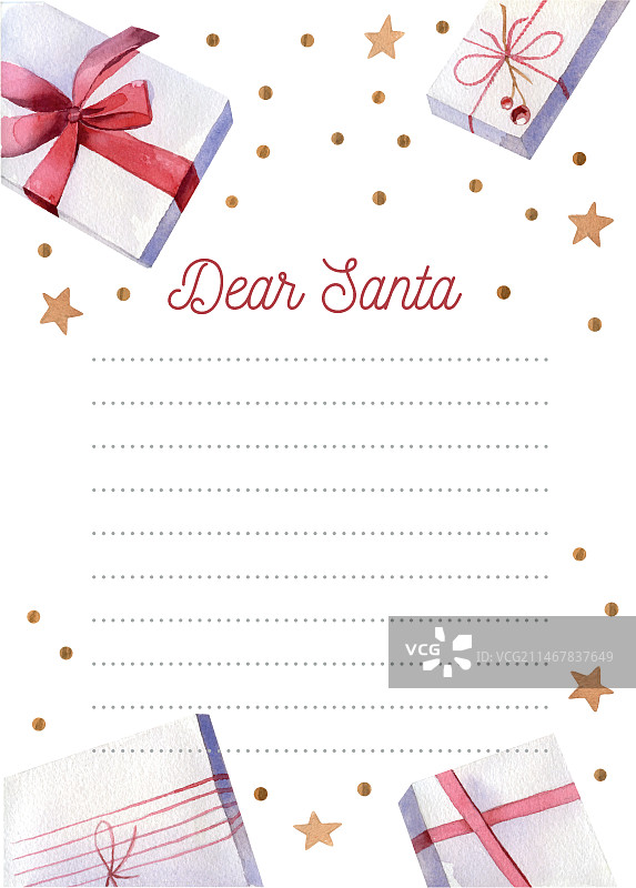 水彩圣诞文具模板与礼物图片素材