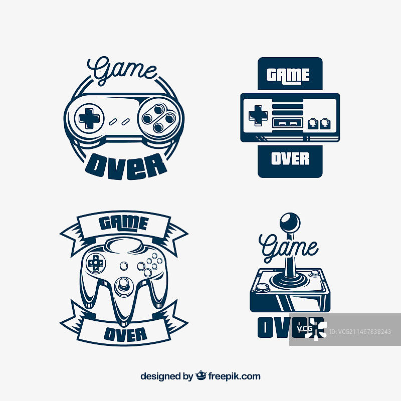 优雅风格的复古游戏杆logo合集图片素材