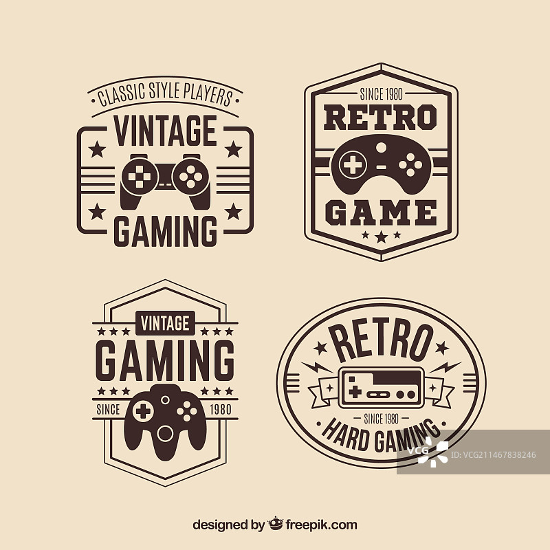 优雅风格的复古游戏杆logo合集图片素材